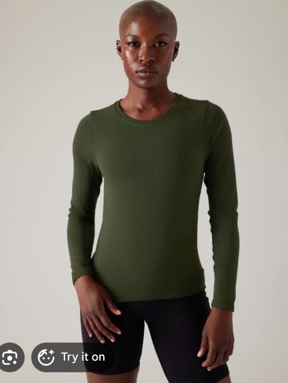 Athleta In Motion Seamless Top - Olive XS